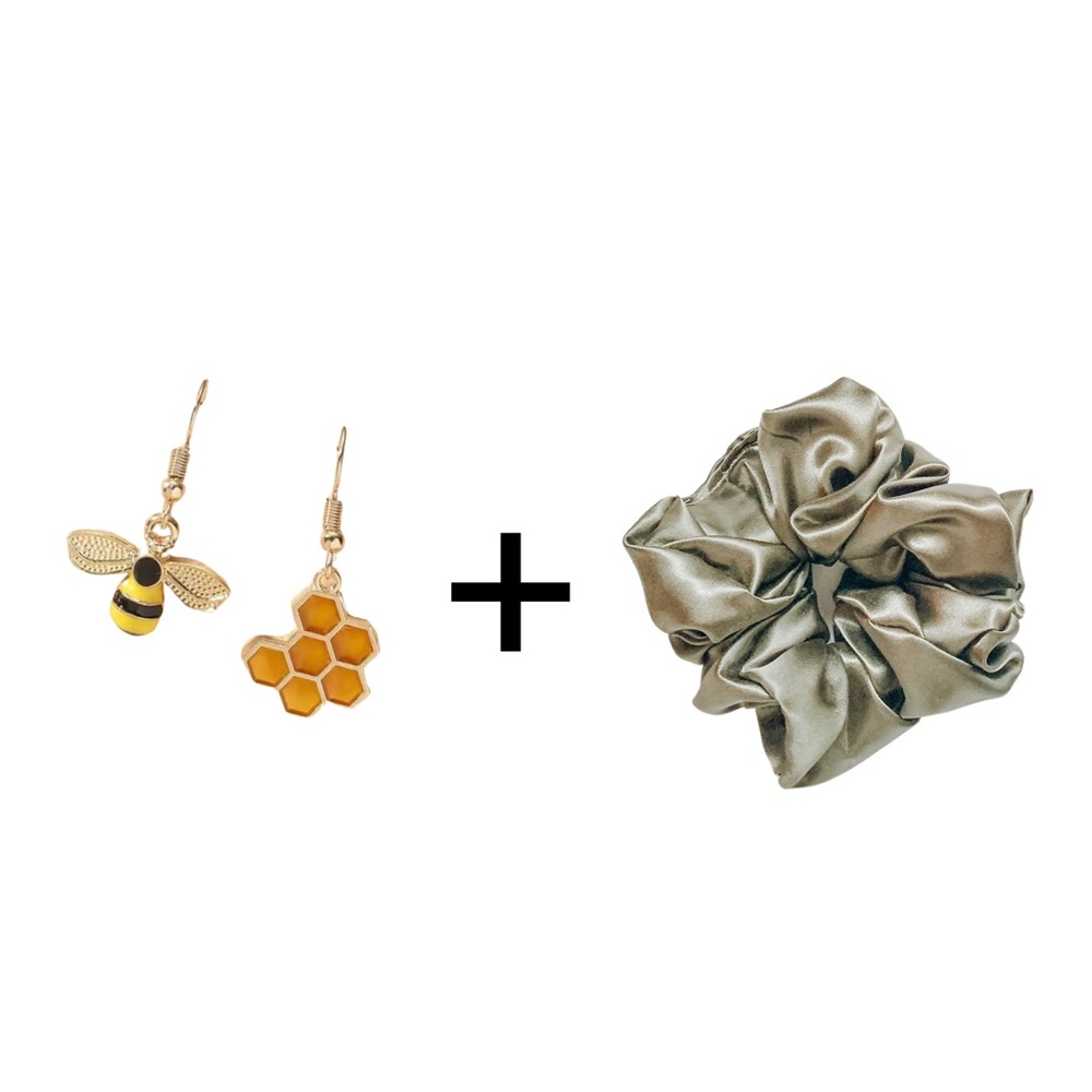 Bumble-bee Honey Earrings + Scrunchie